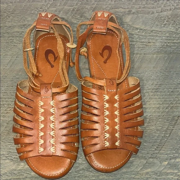 Olukai Hikina Brown Leather Sandals size women’s 5 - Picture 4 of 9